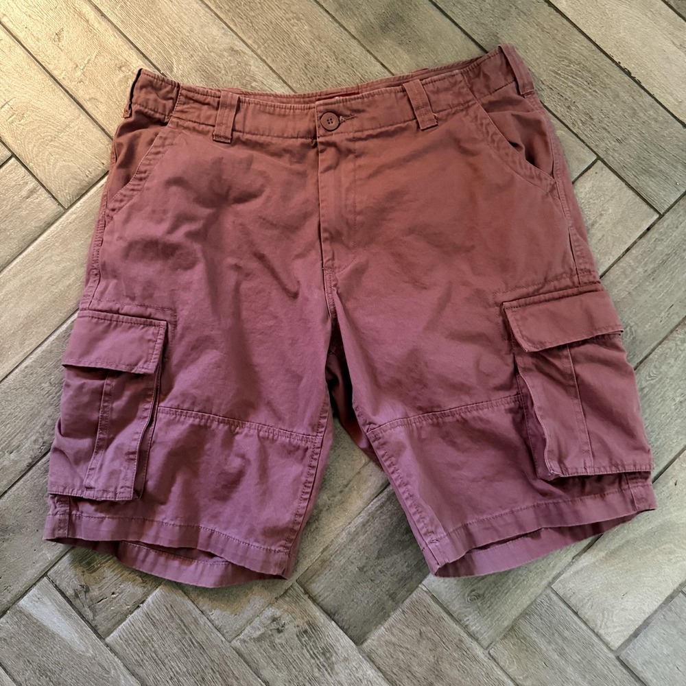 Matchstick Shorts Mens 38 Red Cotton Cargo Lined 11in Inseam Relaxed Casual